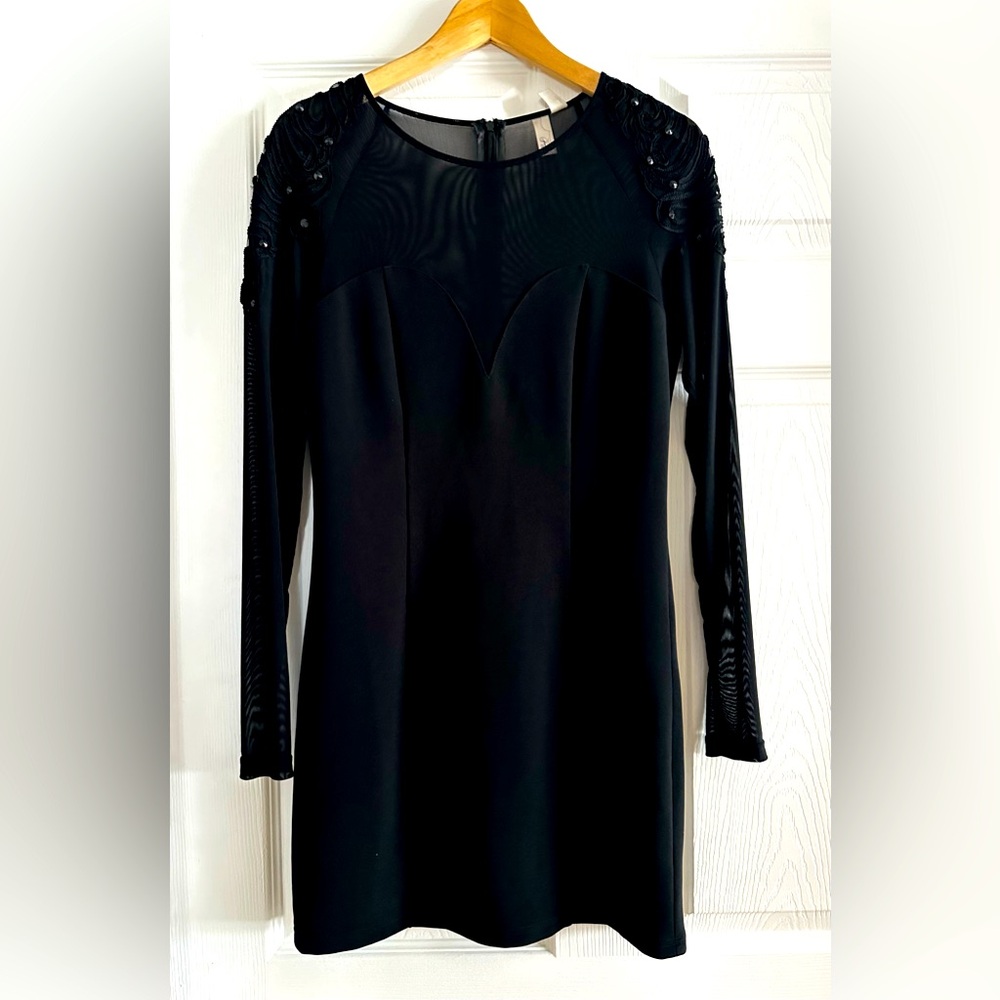 Black midi Dress solid and sheer